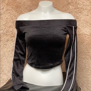 Off the shoulder velour top